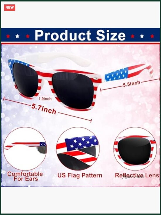 12 Pairs American Flag Sunglasses UV400 4th July Party Favors Patriotic Glasses